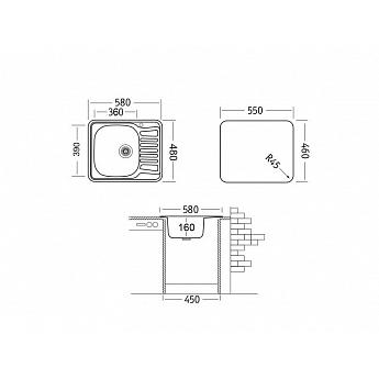 картинка Кухонная мойка Ukinox COM 580 GT (0,6) L сатин 